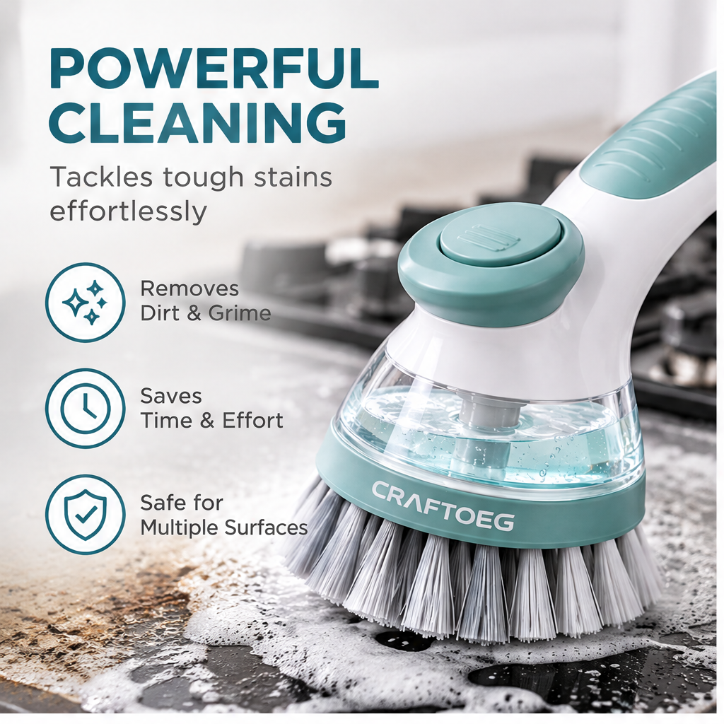 🎁CRAFTOEG™ Multi-Surface Soap Dispensing Cleaning Brush