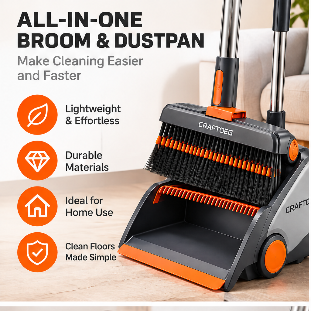🌈CRAFTOEG™ 180° Rotating Broom & Dustpan Cleaning Set