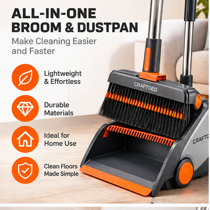 🌈CRAFTOEG™ 180° Rotating Broom & Dustpan Cleaning Set