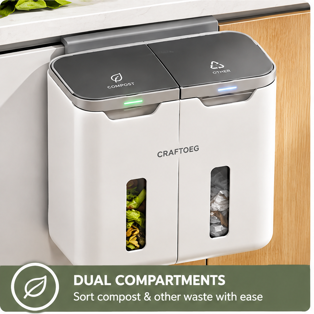 🏀CRAFTOEG™ Smart Dual Compartment Touchless Kitchen Waste Bin