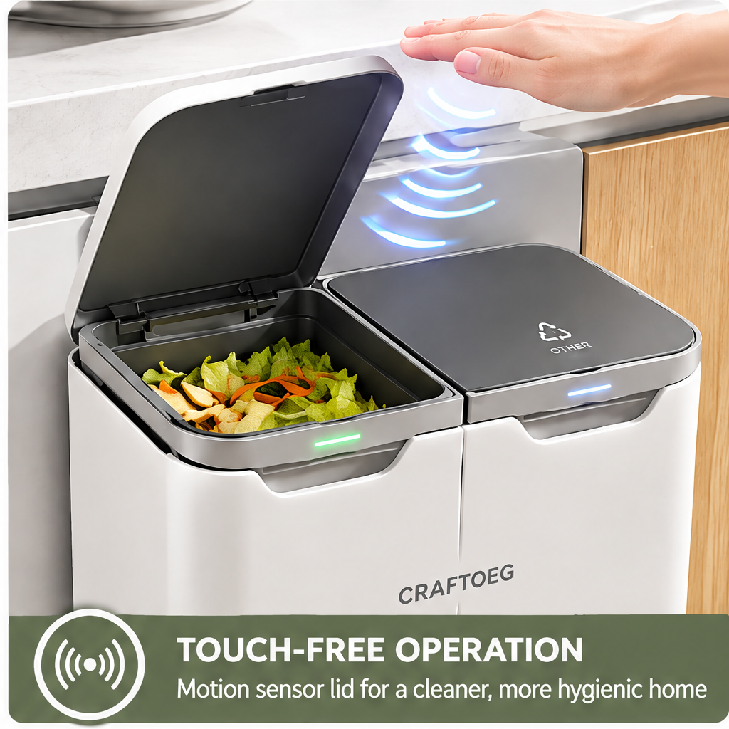 🏀CRAFTOEG™ Smart Dual Compartment Touchless Kitchen Waste Bin