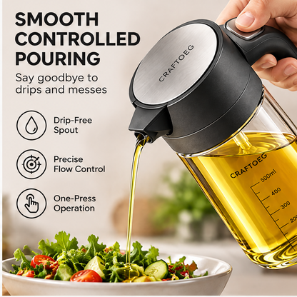 🧪CRAFTOEG™ Smart Oil Dispenser Bottle with One-Press Pour Control