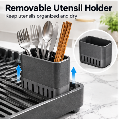 🦖CRAFTOEG™ Large Capacity Expandable Dish Drying Rack with 360° Drainage Spout