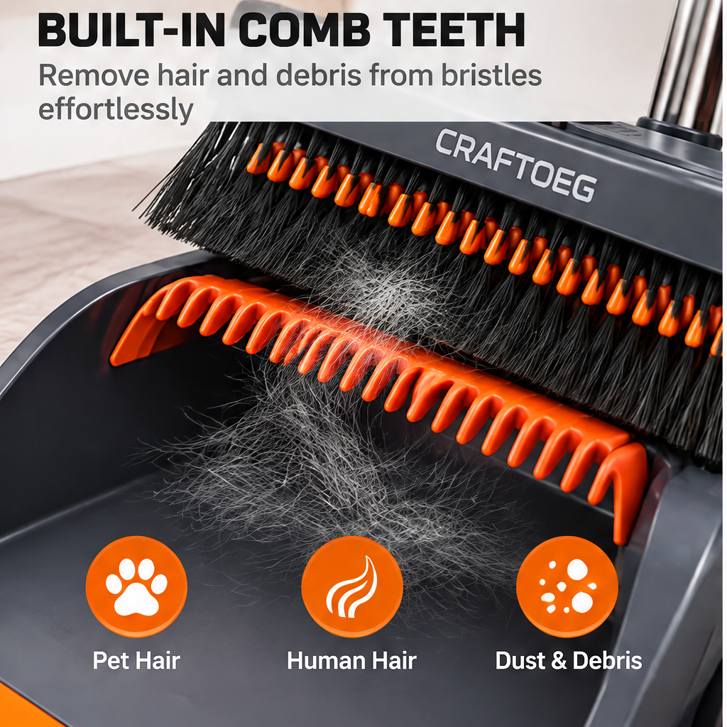🌈CRAFTOEG™ 180° Rotating Broom & Dustpan Cleaning Set