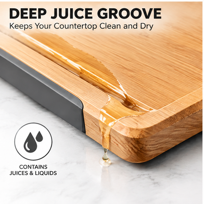 🚀CRAFTOEG™ Bamboo Cutting Board Set with Color-Coded Boards & Knife Organizer