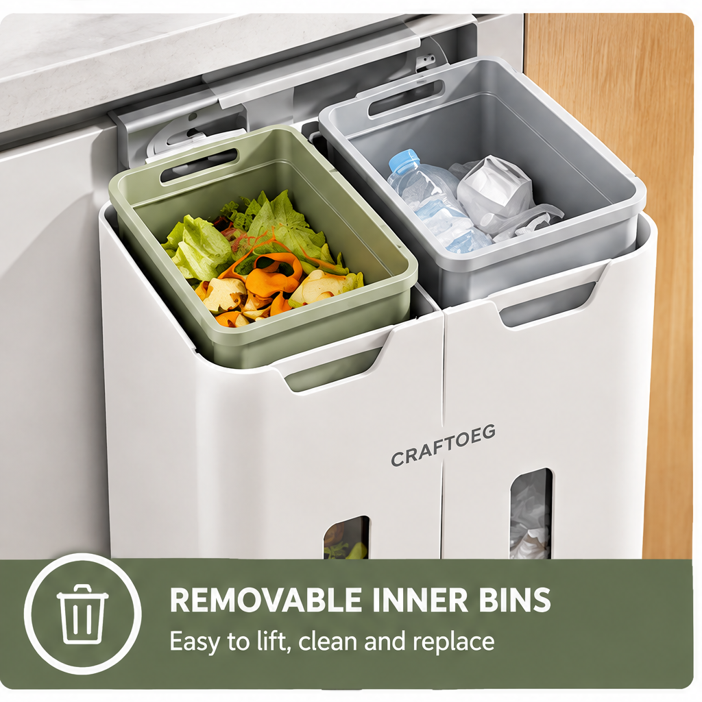 🏀CRAFTOEG™ Smart Dual Compartment Touchless Kitchen Waste Bin