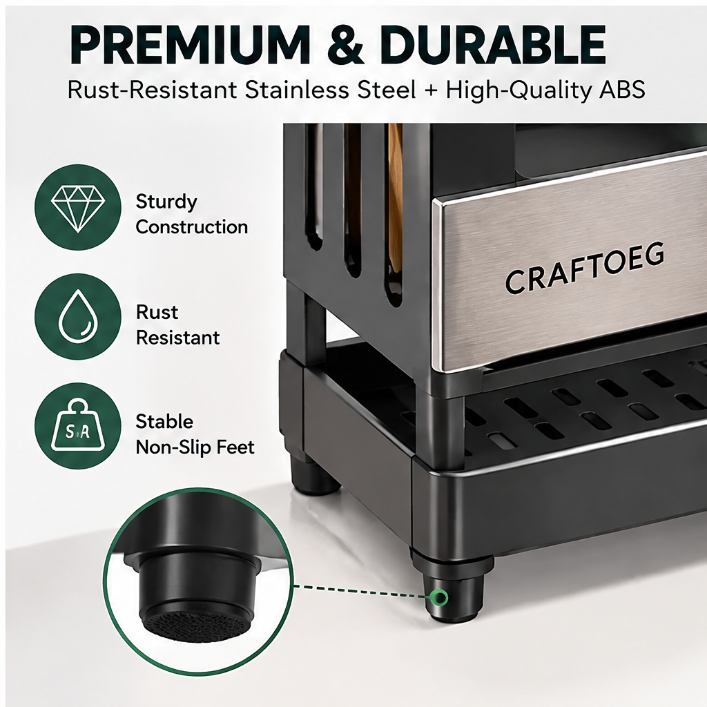 🍳CRAFTOEG™ All-In-One Sink Organizer with Fast Drainage System