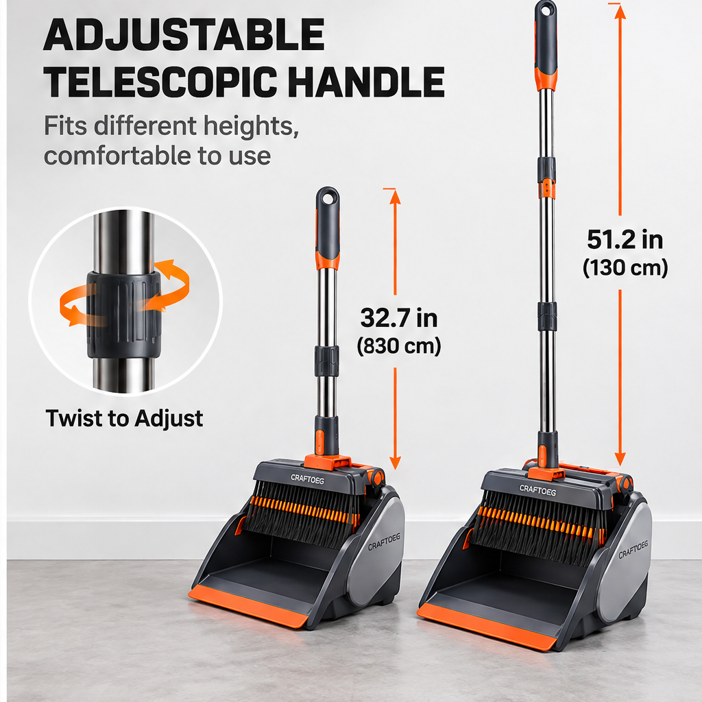 🌈CRAFTOEG™ 180° Rotating Broom & Dustpan Cleaning Set