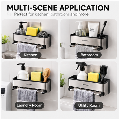 🎹CRAFTOEG™ Wall-Mounted Kitchen & Bathroom Storage Organizer with Towel Bar
