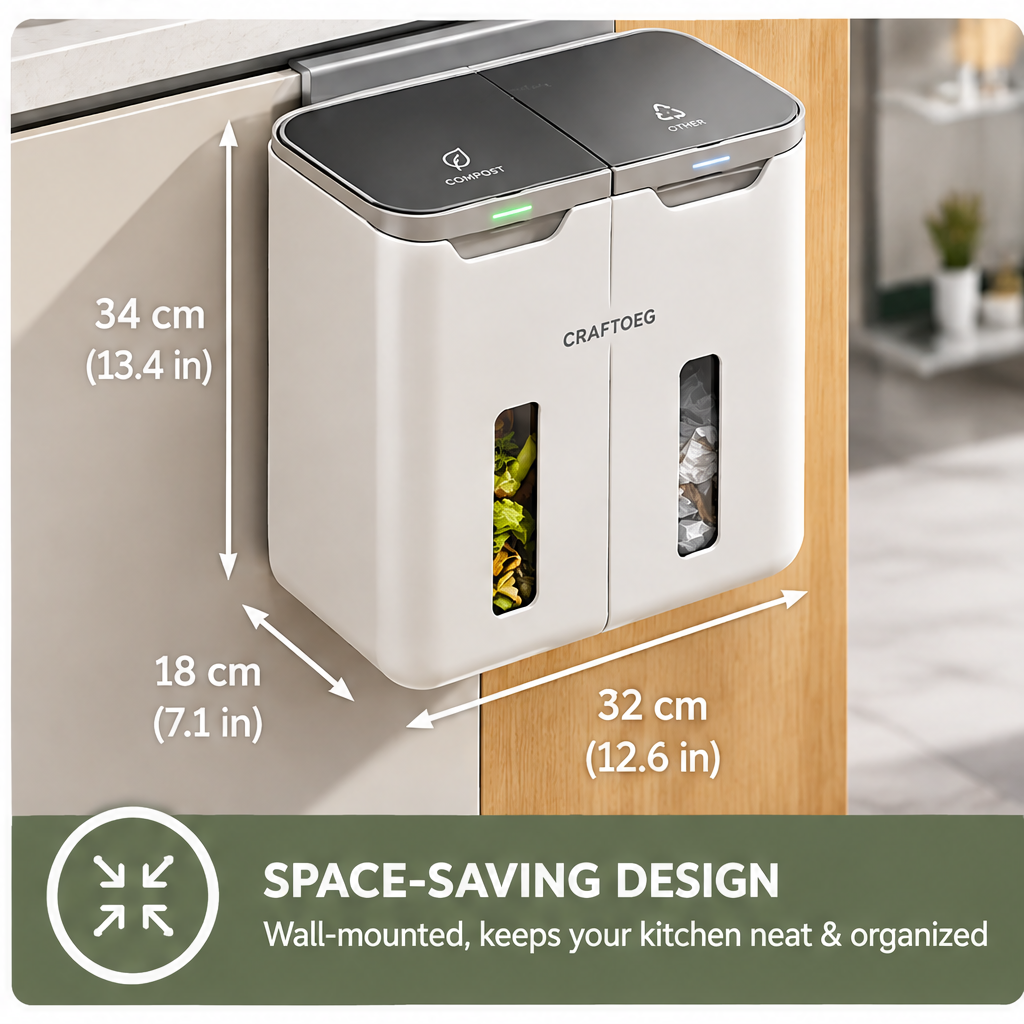 🏀CRAFTOEG™ Smart Dual Compartment Touchless Kitchen Waste Bin