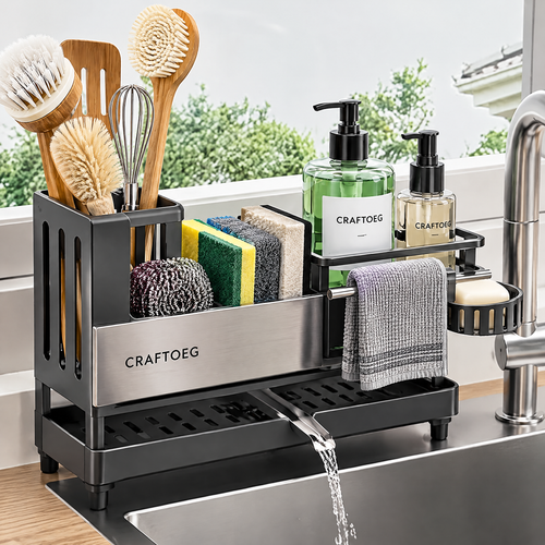 🍳CRAFTOEG™ All-In-One Sink Organizer with Fast Drainage System