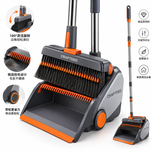 🌈CRAFTOEG™ 180° Rotating Broom & Dustpan Cleaning Set