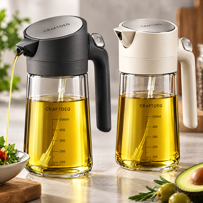 🧪CRAFTOEG™ Smart Oil Dispenser Bottle with One-Press Pour Control