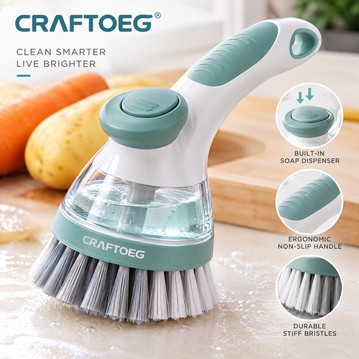 🎁CRAFTOEG™ Multi-Surface Soap Dispensing Cleaning Brush
